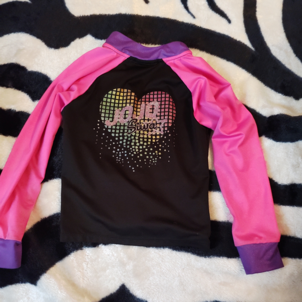 Danskin Kids Swim Rashguard with Pink and Purple Sleeves